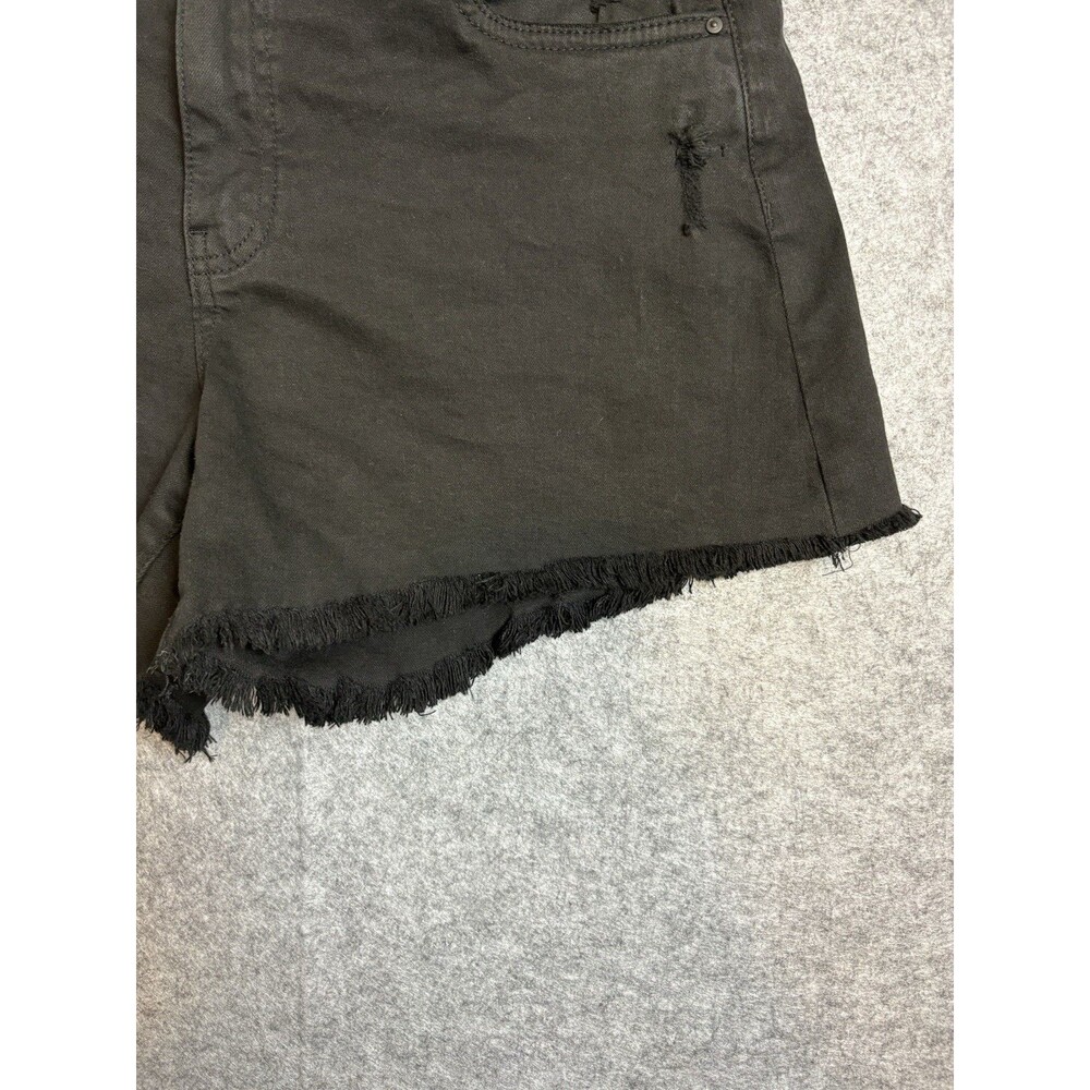 KUT from the Kloth Jane Long Short High Rise Cut Off Denim Shorts Black Size 8 - Picture 2 of 9